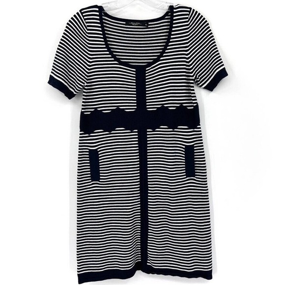 Weekend Max Mara Womens XS Blue White Cotton Knit Nautical Shift Dress - Picture 1 of 7